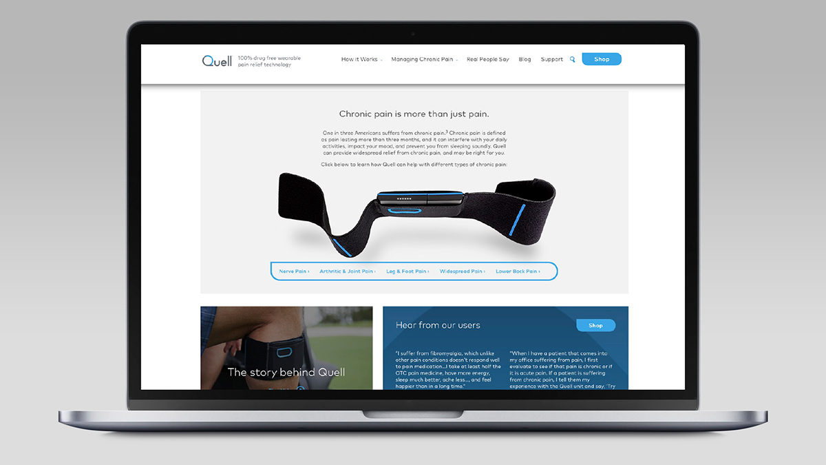 a website page for quell, health