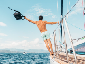 happy guy on a boat