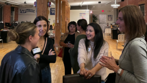 women talking in a circle