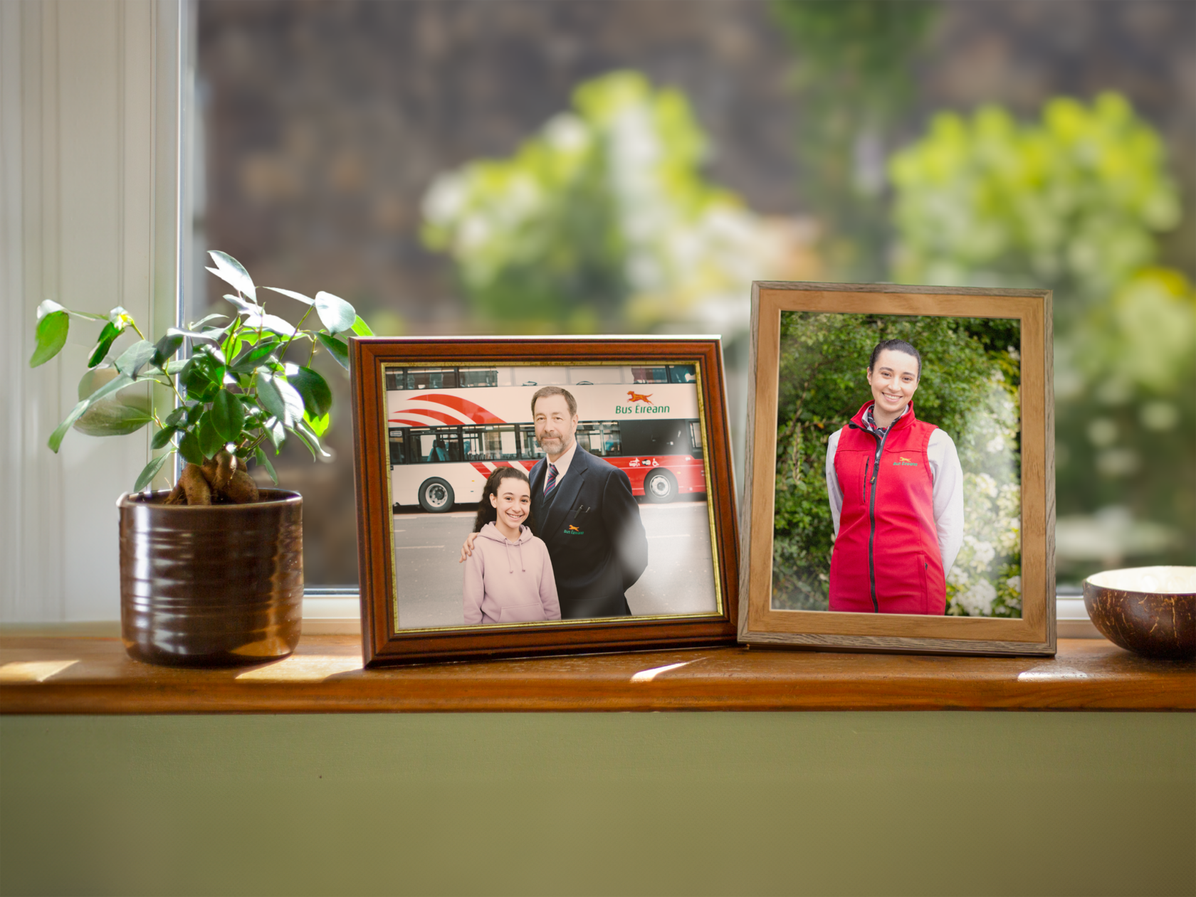 pictures on a shelf