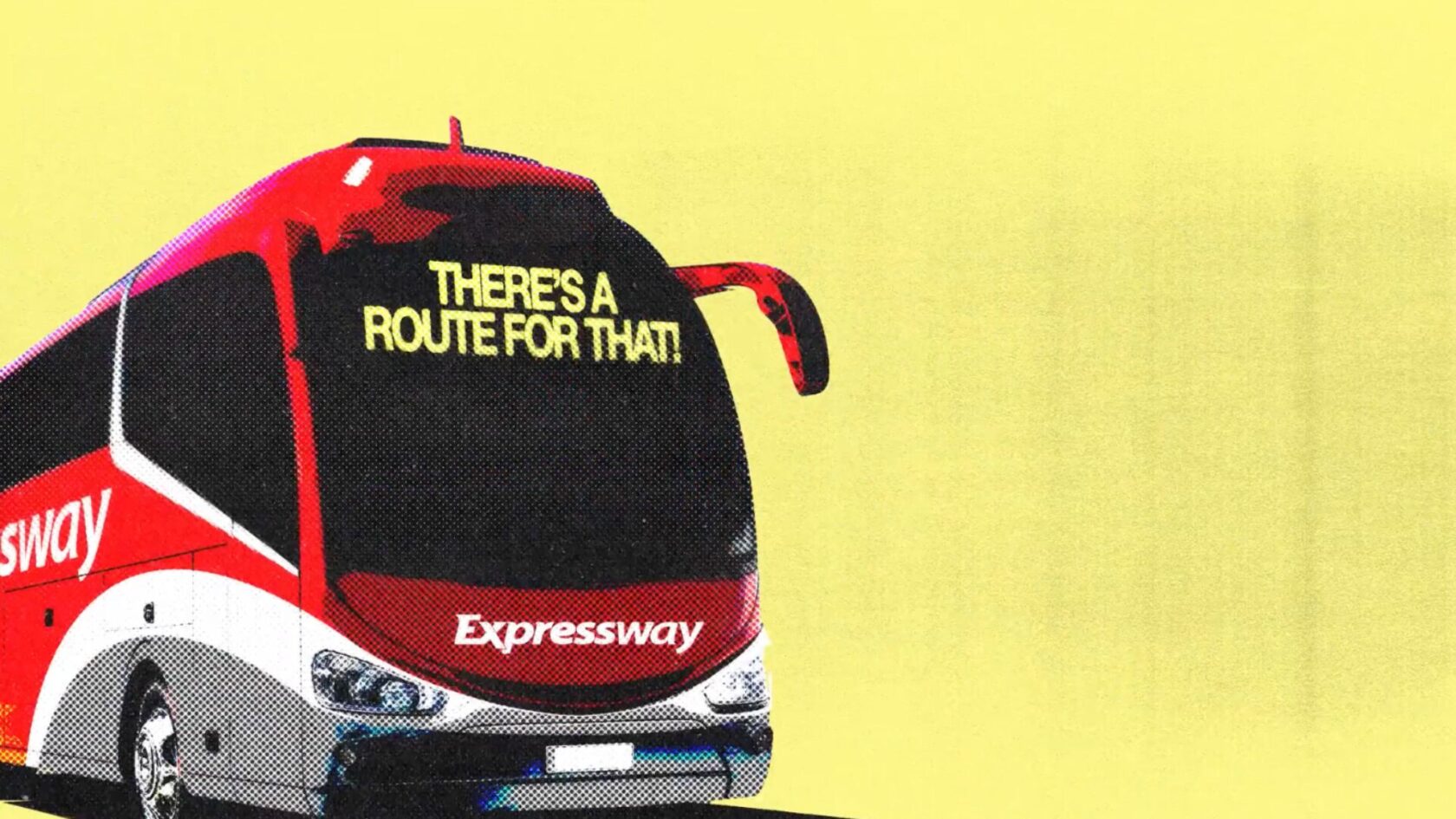 red bus on a yellow background