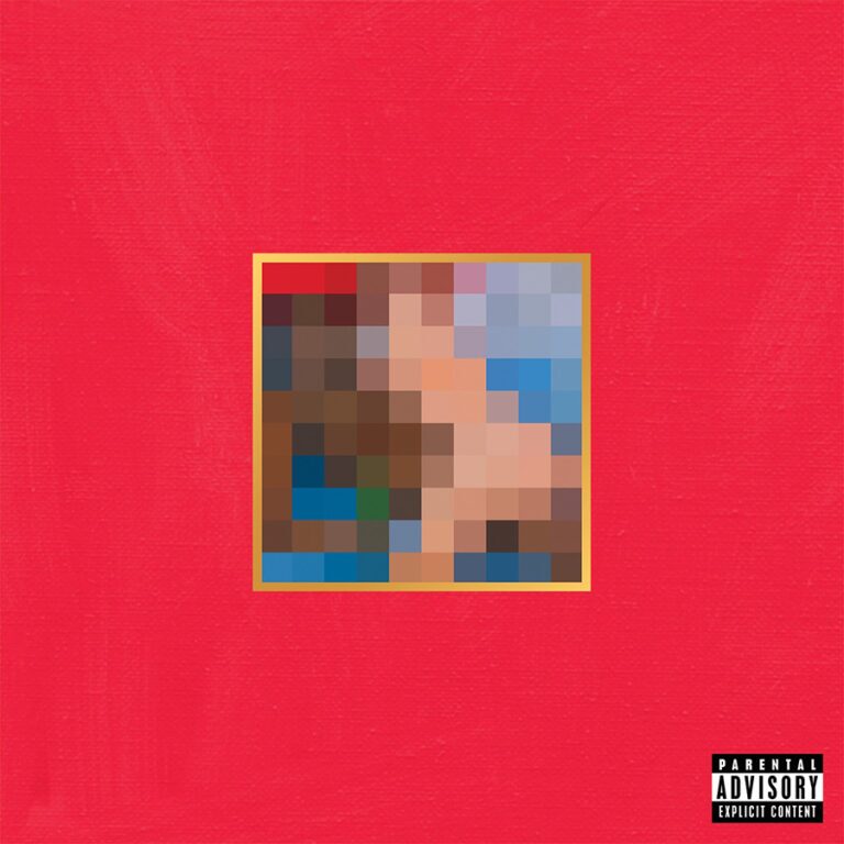 red square with blurred out image in the center