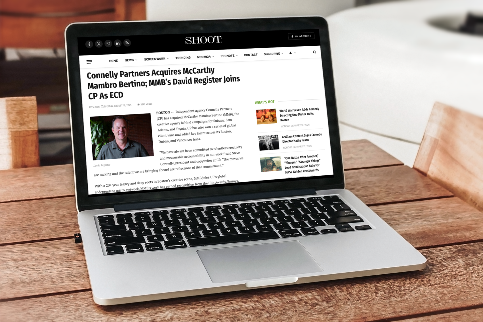 laptop showing an article